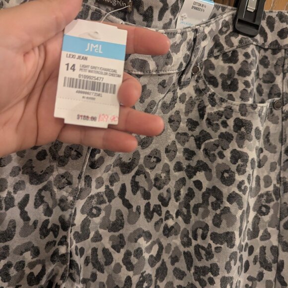 NWT J. McLaughlin Lexi Jean Light Gray/Charcoal Petit Watercolor Cheetah Size 14 - Picture 3 of 6